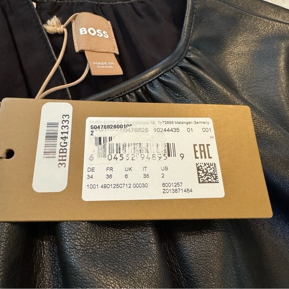 NWT HUGO BOSS Dejala Long Sleeve Faux Leather Dress - Size 2 - Picture 7 of 9
